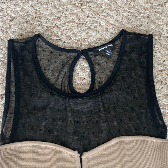 Black & Tan Dress, Sheer at top, M - Picture 2 of 5